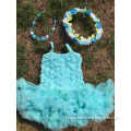 2014 new rosette baby girls petti dress pettidress turquoise with halo and necklace